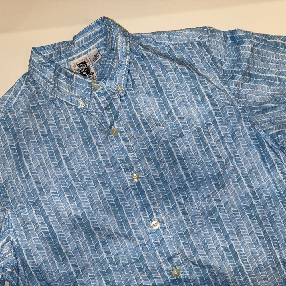 Vintage 90s Kennington Hawaiian Shirt Mens Large Blue Tropical Leaf Button Down